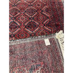 Persian runner rug, with all over geometric design, surrounded by a multi-border 
