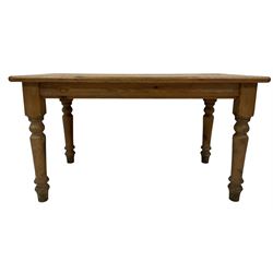 Victorian style refectory table, the rectangular top raised on turned supports 