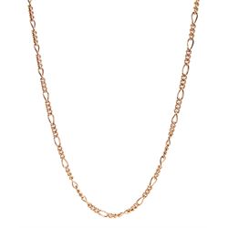 9ct rose gold Figaro link necklace, hallmarked