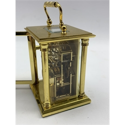 Rapport of London four glass sticking carriage clock, together with a Keiser desk clock, mechanical movement with integrated key