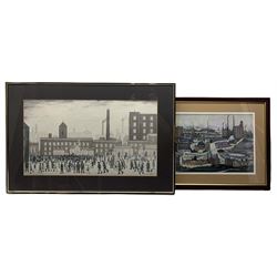 After Laurence Stephen Lowry R.B.A. R.A. (British 1887-1976): 'Coming from the Mill' and 'Industrial Landscape', two colour prints max 29cm x 50cm (2)
