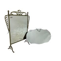 Mirrored fire screen and bevelled wall mirror (2)