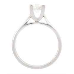 Platinum single stone round brilliant cut diamond ring, hallmarked, diamond approx 0.65 carat