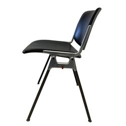 Giancarlo Piretti for Castelli - set four DSC desk chairs, aluminium frame, back and seat upholstered in black faux leather