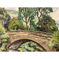 Walter Cecil Horsnell (British 1911-1997): Hubberholme Bridge and Church, Wharfedale, oil on board signed 39cm x 58cm