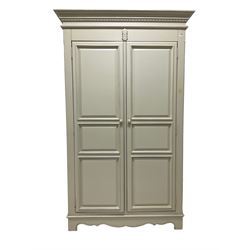French white finish double wardrobe enclosed by two panelled doors