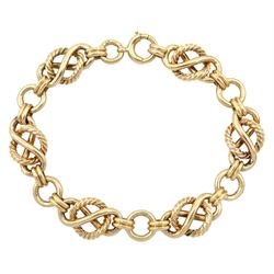 9ct gold infinity link bracelet, with spring loaded clasp, makers mark J.G & S, hallmarked Birmingham 
