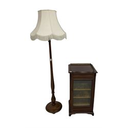 Edwardian music cabinet and an oak standard lamp