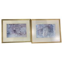 After Sir William Russell Flint (Scottish 1880-1969): 'A Scrap of Newspaper' and 'The Wishing Well', two colour prints max 28cm x 41cm (2)
