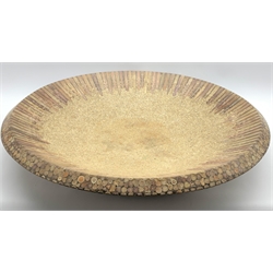 Large contemporary shell and sand effect bowl set with clear resin, D60cm 