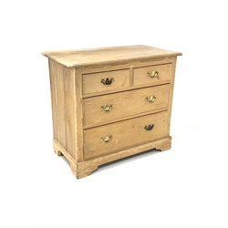 Stripped pine chest of two long and two short drawers W89cm
