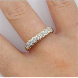 9ct gold seven stone round brilliant cut diamond ring, hallmarked, total diamond weight 0.25 carat 