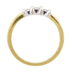 18ct gold three stone round brilliant cut diamond ring, Sheffield 1997