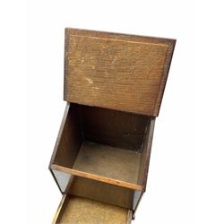 Late 18th Century oak salt or candle box with hinged sloping lid and single base drawer W21cm