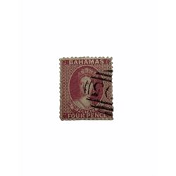 Bahamas 1862 dull rose four pence stamp, fine used