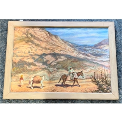 C Phillipson - Continental landscape with figures and donkeys, watercolour signed and date 1966, 40cm x 58cm 