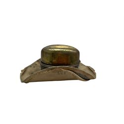 Late Victorian novelty inkwell in the form of a Stetson hat with spring loaded top L10cm