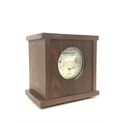 Early 20th century French Pigeon timer clock, silvered dial inscribed 'Constatuer A. Plasschaert' Brevete S.G.D.G' in a later walnut case W18cm
