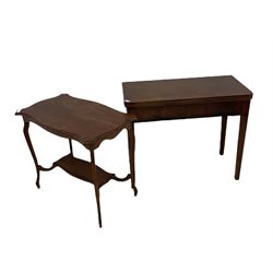 20th century mahogany fold over table, together with a side table with one under-tier 