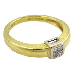 18ct gold four stone princess cut diamond ring, hallmarked