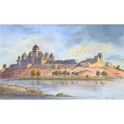 Sir Arthur David Saunders Goodall (British 1931-2016): 'Datia' Madhya Pradesh, India, watercolour signed with monogram and dated '01, 16cm x 26cm Notes: David Goodall was a British diplomat and High Commissioner to India from 1987-1991. His interest in painting began at school at Ampleforth College, but he only started painting seriously twenty years later after reading Churchill’s 'Painting as a Pastime'.
