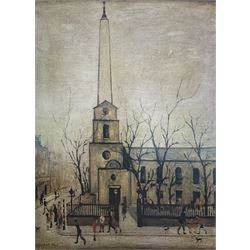 After Laurence Stephen Lowry R.A. (British 1887-1976): 'St Luke's Church', limited edition colour lithograph blind stamped and numbered 411/1500 in pencil 52cm x 38cm (unframed)