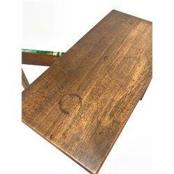 Georgian mahogany card table, the fold over top with reeded edge revealing baize lined playing surface, raised on square tapered supports 91cm x 44cm, H75cm