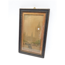 19th/ early 20th century Lithograph clock picture of Big Ben in ebonised frame, 31cm x 16cm 