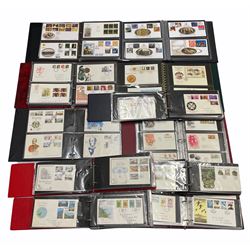Large collection of First Day Covers including Jersey, St. Vincent, United States of America, Great British etc, including many with special postmarks and printed addresses, housed in twenty-four albums / folders, in two boxes