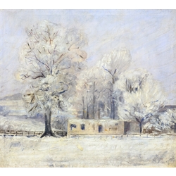 H R (20th century): Caravan in the Snow, oil on canvas signed with initials 45cm x 50cm