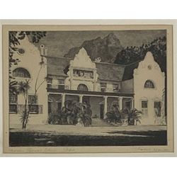 Andre Maude (South African early 20th century): 'Rhodes Groote Schuur Cape', etching signed and titled 16cm x 20cm