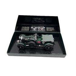 Minichamps 1:18 scale model of a Bentley 4 1/2 litre 'Blower' in green livery, boxed, and a copy of 'Bentley-The Story' by Andrew Frankel, boxed