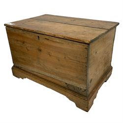 Small Victorian pine blanket box (W62cm, H40cm, D41cm); Victorian pine blanket box (W91cm, H42cm, D43cm)
