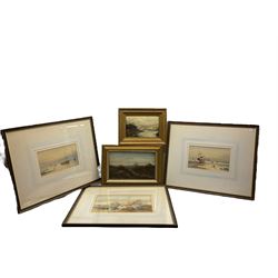 Pair watercolours by Sidney Gray together with two 19th century oil paintings and a watercolour (5)