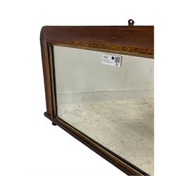 Victorian rosewood overmantel mirror, inlaid with Tumbridge Ware band