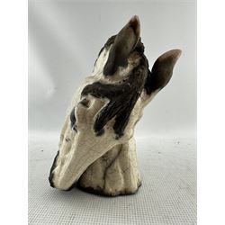 Keza Rudge (British 1966-): Slipcast Raku model of a Horse's head, signed H21cm