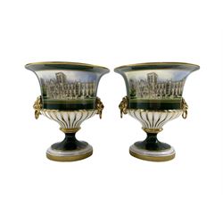 Pair of Royal Worcester York Minster Restoration vases produced by order of the Dean and Chapter of York, limited edition Nos. 36 and 37/600 H16cm