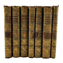 Edward, Earl of Clarendon - The History of the Rebellion and Civil Wars in England, three volumes in six parts, printed at the Theater, Oxford 1717, rebound in full calf and gilt lettering, engraved portrait frontispieces together with Clarendon's History of the Grand Rebellion Compleated , London 1717 (7)