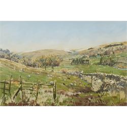 Angus Rands (British 1922-1985): Sheep in a Dales Landscape in Winter, pastel signed 43cm x 62cm