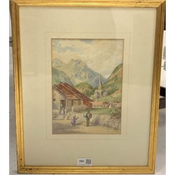 Fanny (Frances) Mary Minns (British 1847-1929): Alpine Village, watercolour signed and dated 1911, 24cm x 17cm 