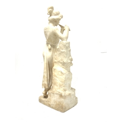 Late 19th/ early 20th century Carrara marble of Euterpe, the Muse of Music,  signed Carlo Pittaluga H78cm