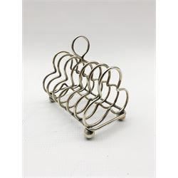 Late Victorian silver six division toast rack with loop handle and ball feet London 1897 Maker Frederick Augustus Burridge 5oz