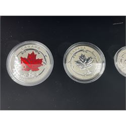 Royal Canadian Mint 2015 'The Maple Leaf' fine silver five coin fractional set, cased with certificate