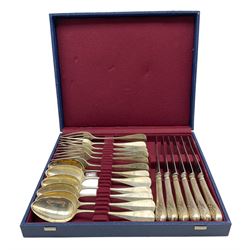 Set of six German 800 standard silver table forks, six matching table spoons and six silver handled knives, Maker Bruckmann & Sohne  27oz weighable silver