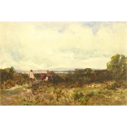 David Hill (British early 20th century): 'A Sussex Common', watercolour signed and titled 16cm x 24cm (unframed)