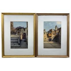 B Righetti (Italian late 19th/early 20th century): Mediterranean Street Scenes, pair watercolours signed 42cm x 26cm (2)
