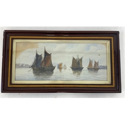 After Thomas Bush Hardy (British 1842-1897): Fishing vessels off the coast, watercolour bears signature 24cm x 59cm