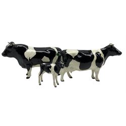 Beswick Friesian Cow Family comprising CH. Coddington Hilt Bar bull, CH. Claybury Leegwater cow and calf (3)