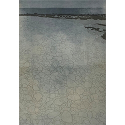 Tessa Beaver limited edition print 'Shingle Beach', signed in pencil, numbered 59/75, 50cm x 34cm 