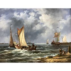 Brian Murray (British 20th century): Shipping off the Dutch Coast, pair oils on panel signed 19cm x 24cm (2)